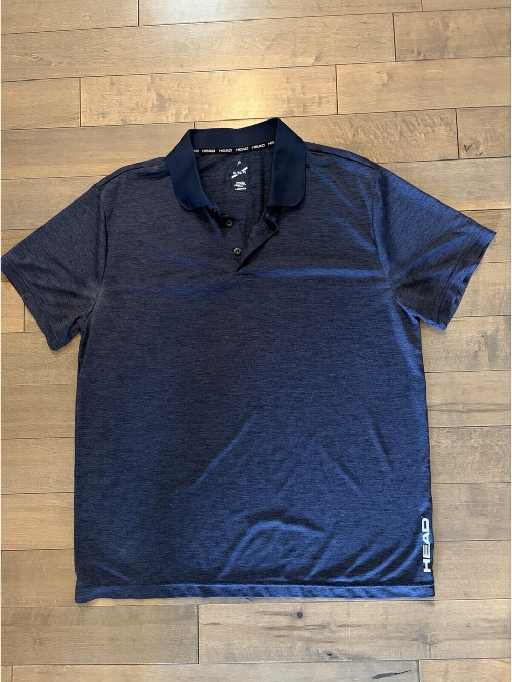 HEAD Men's Blue XL Short Sleeve Collared Solid Polyester Polo Shirt Logo